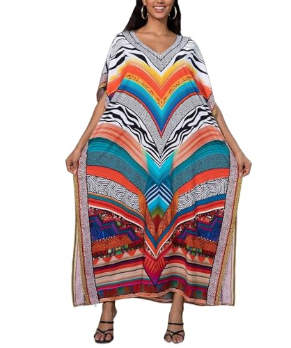 Image of NFVNKJ Women's Plus Size Beach Lounge Kaftan Maxi Dress Swimsuit Coverup for Women