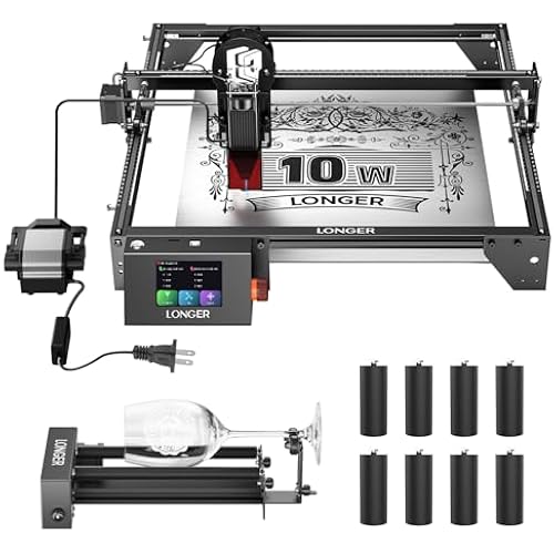 Longer RAY5 Laser Engraver with Air Pump,20W Output,24000mm/min High Speed,0.06mm High Precision Laser Engraver and Cutter for Wood,Metal,Acrylic,Cylindrical Objects, Working Area 15.75"x15.75"