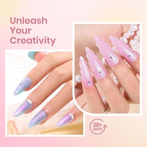Image of Beetles Pearl Gel Polish Set, 6 Colors Mermaid White Pink Purple Shimmer