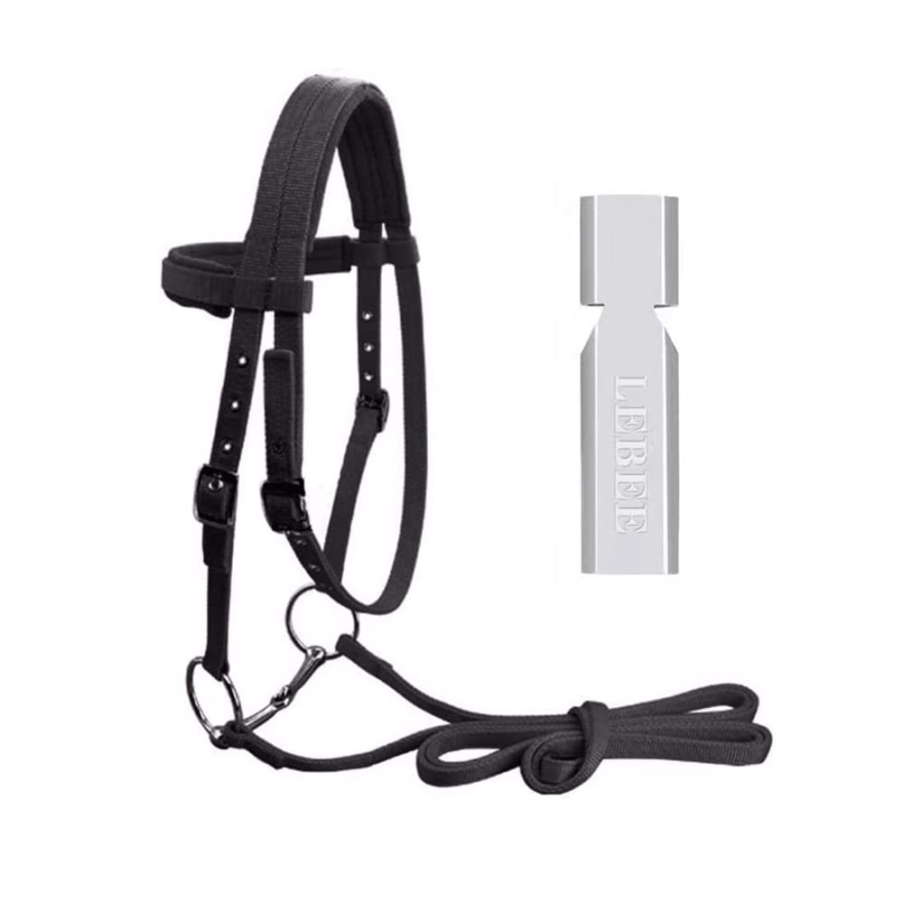 CLBING Cabezada para Caballos Cabestros Ecuestres De Caballo Ajustables Y Brida De Caballo Halter con Cinturón De Rienda Fijo,Black-L