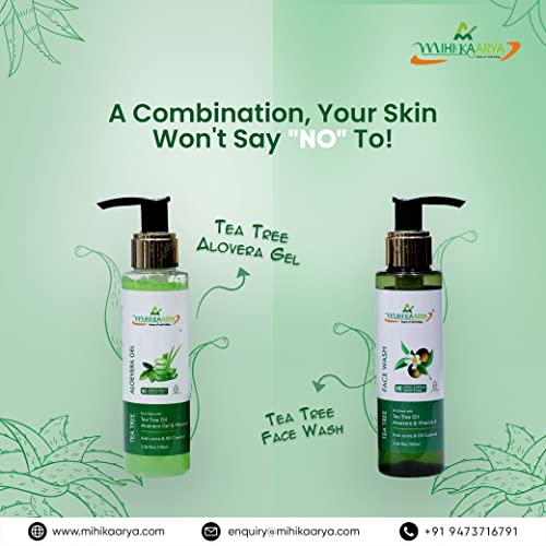 Image of Tea Tree Face Combo - 100ml Tea Tree Face Wash & 100ml Tea Tree Aloe Vera Gel | Soothing, Hydrating & Cleansing Skincare for Men & Women
