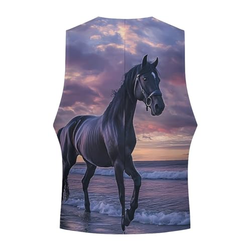 Wild Horse on Beach Men's Suit Vest Slim Fit Business Dress Party Pattern Waistcoat Vest Top4