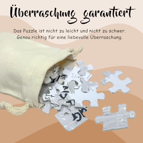 24-teilig Gutschein Puzzle mit Baumwoll-Säckchen, Zeit anstatt Zeug, Gutschein zum selber ausfüllen - Geburtstagskarte, personalisierte Geschenke für Freundin Frauen Männer, Geburtstagsgeschenk
