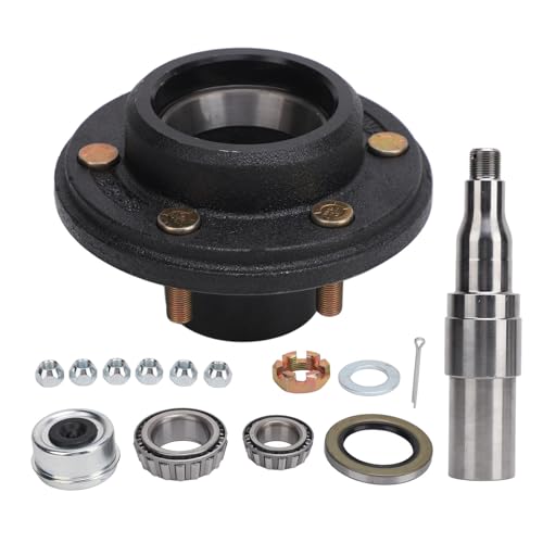 6 Bolts Trailer Axle Kit, Boat Axle Kit With 6000lbs Capacity Idler Spindle For Trailer Metal Material Round Spindle 2in Suitable For Cargo Boats And Trailers