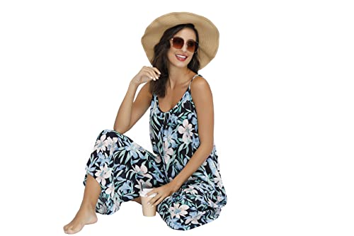 Image of BUENOS NINOS Women's V Neck Floral Maxi Dress Boho Printed Adjustable Spaghetti Strap Ethnic Beach Long Dress with Pockets