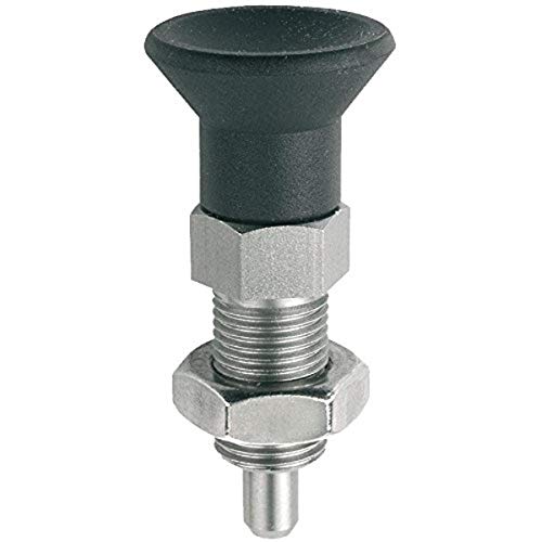 Image of Kipp 03089-212903AJ Stainless Steel Indexing Plunger with Extended Locking Pin, Natural Finish, Pull Knob, B Style, Locking Pin Not Hardened, Inch, 1 /4-28 inch Thread, 33 mm Length