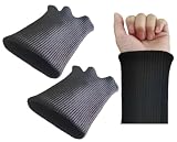 Finished Knit Cuffs for Jacket, Seamless Rib Knit Cuffs 1 Pair for Coat Sleeve Replacement (Black)