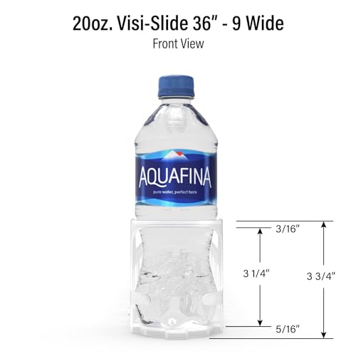 Display Technologies Visi-Slide Gravity Fed Extended Organizer for 20-25oz Beverages on Extended Flat and Angled Shelves in Cold Vaults & Coolers, 9-Wide, 36" Deep Drink Organizer (Pack of 3) - Thumbnail 3