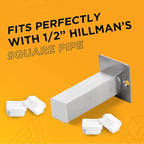 Image of Prescott Plastics 1 /2 inch - 0.5 inch Square Plastic Hole Plugs, Inserts, White End Caps for Metal Tubing, Fences, Glide Protection from Chair Legs and Furniture (4 Pack)