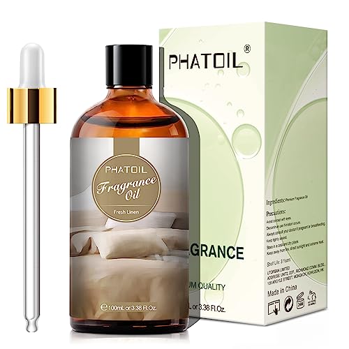 PHATOIL 3.38FL.OZ Fresh Linen Fragrance Oils for Aromatherapy, Essential Oils for Diffusers for Home, Perfect for Diffuser, DIY Candle and Soap Making, DIY Scented Products - 100ml