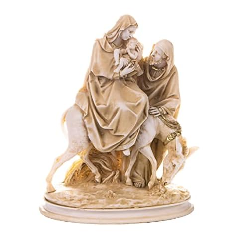 Holy Family Jesus Christ Mary Joseph Alabaster Statue Religious Gold Tone Handmade 9.9 Inches Cover