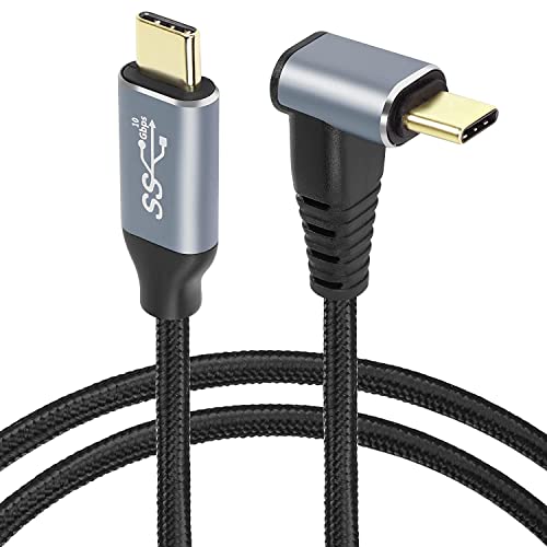 GELRHONR 90 Degree USB C to C Cable 10Gbps, 100W PD Fast Charging, 4K@60Hz Video, USB 3.1 Gen 2, Compatible with Steam VR