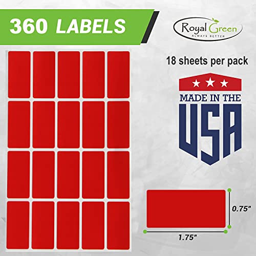 Royal Green Rectangular Color Coding Stickers 1.57Inch X 0.75 Inch Rectangle Label In 18 Assorted Colored Tags Labels For Kids(40Mm X 19) 360 Pack #TOP1