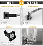 4Pcs Bathroom Hardware Set SUS304 Stainless Steel Wall Mount, Include 24" Bath Towel Bar, Hand Towel Ring, Robe Towel Hook, Toilet Paper Holder, Square Bathroom Accessories Rack Set, Matte Black