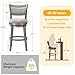 PrimeZone Swivel Bar Stools Set of 2, 26 Inch Counter Height Barstools, High Back Bar Stool with Solid Wood Legs & Wrap-Around Footrest, Counter Stools for Kitchen Island, Pub, Grey
