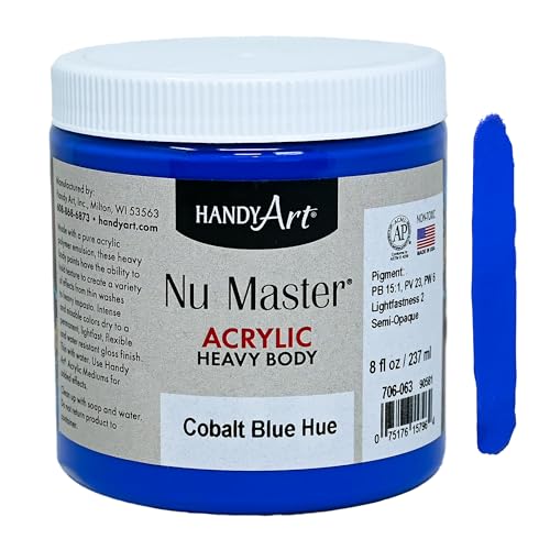 Handy Art Nu Master Heavy Body Acrylic Paint 8 ounce, Cobalt Blue Hue