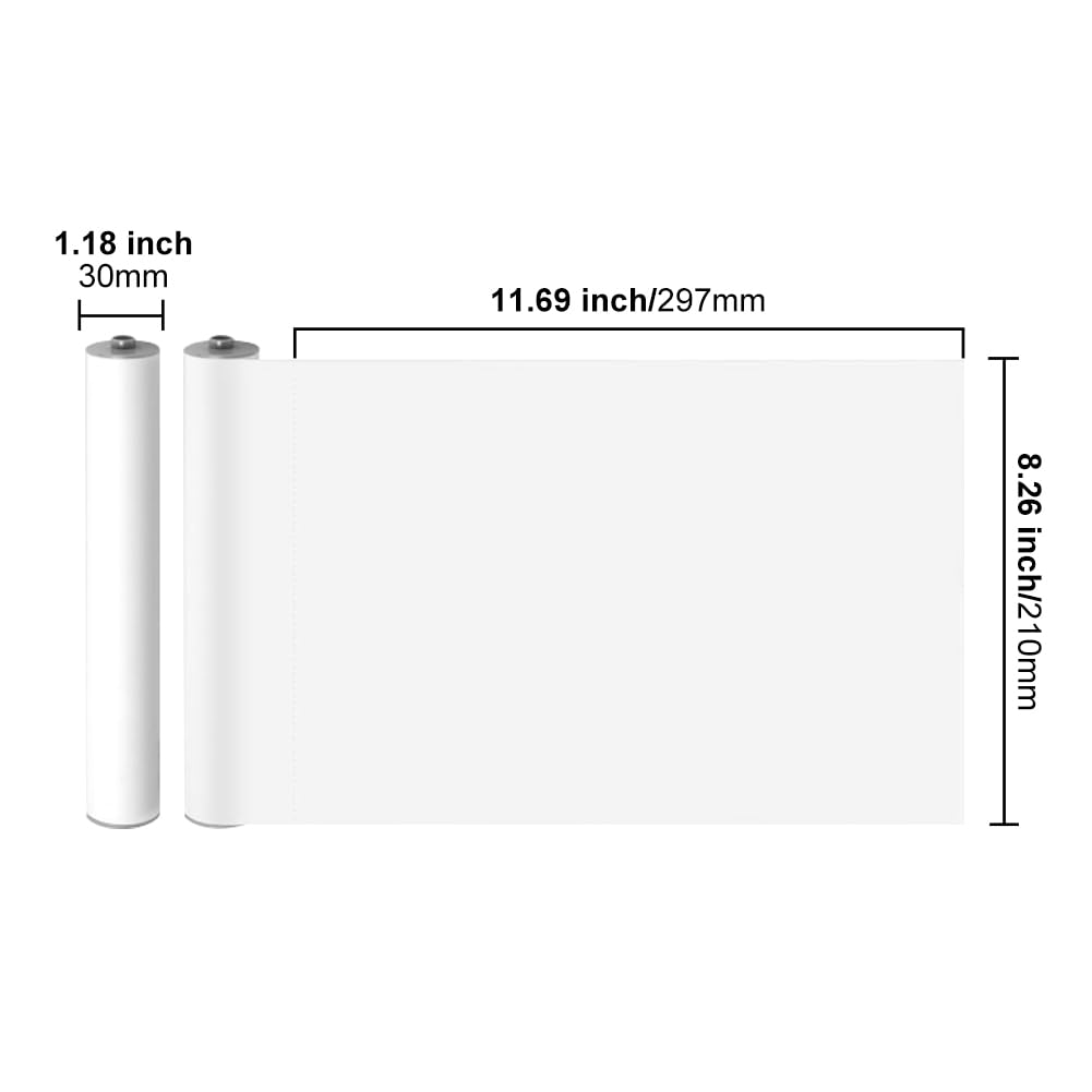 2 Rolls A4 Thermal Paper, 21 x 29.7 cm Portable Thermal Paper Compatible with MT890/HPRT MT810/M08F/ITP01/ITP04 - Image 3