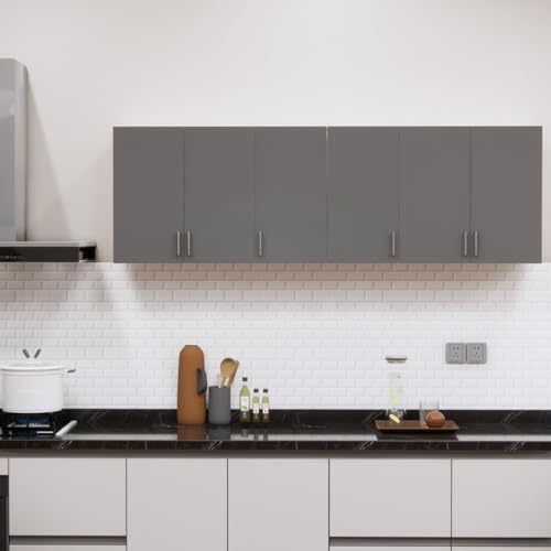 Image of Door Multipurpose Storage Cabinet & Adjustable Shelf | Space Organizer | Termites Resistance | Wall Mounted for Office, Kitchen Finish (Grey & Highland Pine, Door 6)