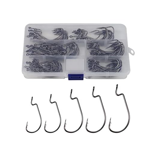 Facikono Bass Worm Hooks Offset Fishing Hooks 125pcs Wide Gap Bass Hook for Plastic Worms Bait Jig Fish Hooks