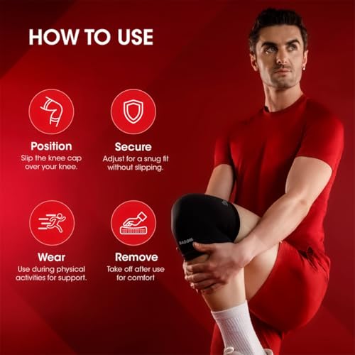 Image of BADOWL Flexa Knee Cap for Men and Women | All-Day Comfort Compression Sleeve for Joint Support, Running, Gym, Sports, Injury Recovery - Black (1 Pack) (XL)