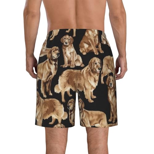 Limpac Golden Retrievers Men's Swim Trunks Quick Dry Shorts for Beach, Board, Casual, Summer Wear - Hawaiian Bathing Suit3