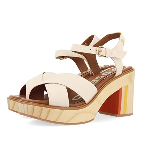 GIOSEPPO Sandalias Off-White con TACÓN DE Madera para Mujer WILLACY