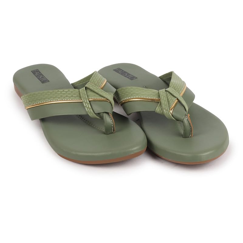 Image of FAUSTO Women's T-Strap Thong Slip On Flats Slippers