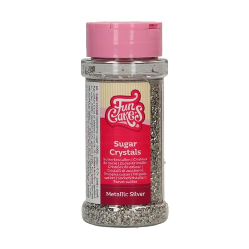 FunCakes Sugar Crystals Sprinkles de Azúcar, Metallic Silver, 80 g