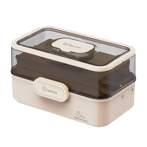 de medicamentos Transparente - de Almacenamiento para medicamentos - de medicamentos Plegable de Capas | Contenedor bloqueable y Conveniente para Viajes, medicamentos para el