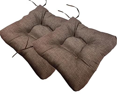 Cojines para Silla, 40x40 CM, Acolchados, Relleno de Algodón 7cm, Cómodos y BIandos, Ideal para la Decoración de Cocina y Salón, Comedor y jardín. Fabricados en España (Pack 2 unidades, Marrón)