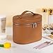 UUYUUY Makeup Bag Vanity Case Cosmetic Bag with Removable Divider Travel Toiletry Bag for Women Portable Make up Box Organizer, Brown