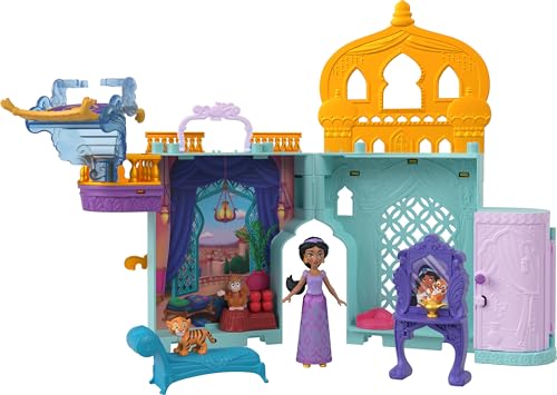 Image of Mattel Disney Frozen Toys, Storytime Stackers Jasmine's Palace, Stackable Doll House with Small Doll, 2 Friends & 8 Pieces, Inspired by Disney's Aladdin Movie​​