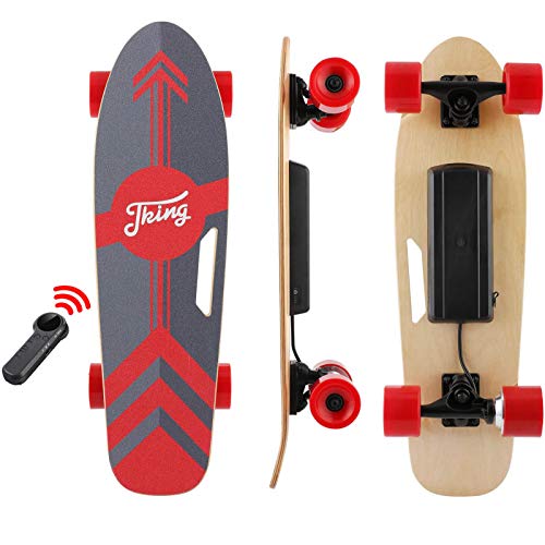 Tooluck 27.5  Electric Longboard Electric Skateboard 20KM H 350W Singal Motor 7 Layers Maple Longboard with Wireless Remote Control for Adult Youth (red)