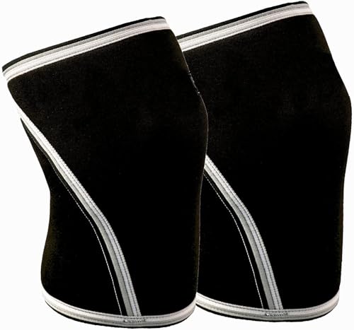 Image of Leosportz Knee Support for men Gym (1Pair) - 7mm Power Knee Support Gym Workout | Knee Sleeves for Running Jogging Gym Squats (Black, M)
