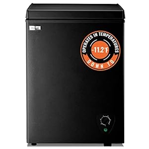 3.5 Cu.Ft Chest Freezer WANAI Small Deep Freezers Top Door with Removable Basket Mini Compact Freezer 7 Temperature Control Energy Saving for Home Kitchen Office Dorm Apartment Black