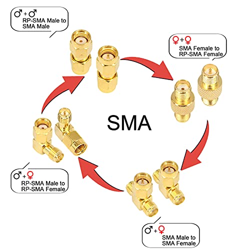 Onelinkmore Sma Adapter Kits Sma Male Female Wifi Antenna Extension Connector For Fpv Antenna Adapter 90 Degree Plug Adapter Sma Connectors Nano Vna Vtx Antenna Baofeng Antenna Adapter Pack Of 15 #TOP4