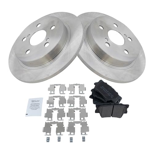 Image of TRQ Rear Brake Pad and Rotor Set Semi Metallic Compatible with 2018-2023 Toyota Camry with Manual Parking Brake