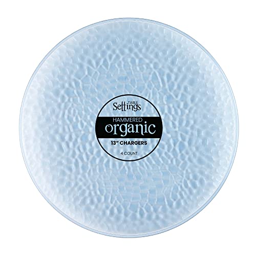 Plasticpro [Blue Hammered 8 Pack] 13'' Charger Plates Blue Hammered Plastic Heavy Duty Disposable Dinner Chargers Serveware Dishes Platters Tableware For Parties, Weddings & More #TOP25