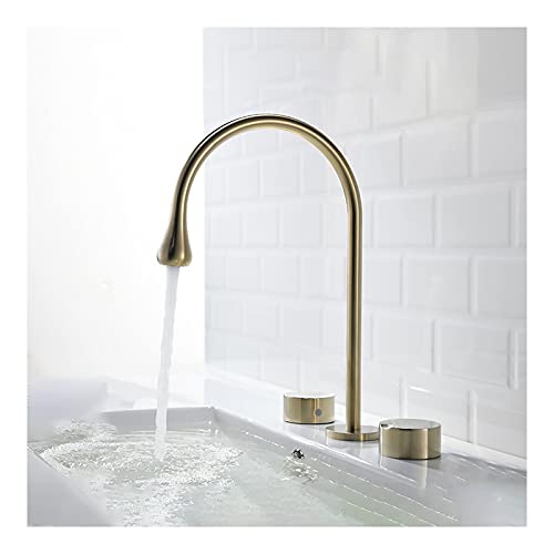 Robinet de salle de bain 3 trous en laiton massif à arc haut pour lavabo élégant