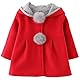 EDOTON Baby Mädchen Mäntel aus Baumwolle Frühlung Herbst Winter Jacken mit Haarballen Kaninchen Ohr Kleinkinder warm Kleidung (12-18 Monate, Rot)