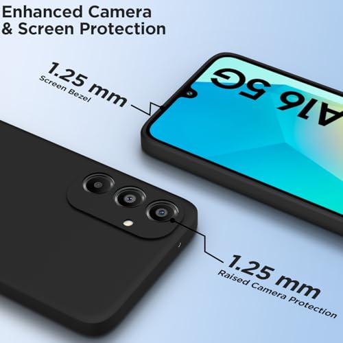 Image of Outlouders Back Cover for Samsung Galaxy A16 5G | Camera Protection | Durable Soft Matte Silicone Bumper Case (Black)