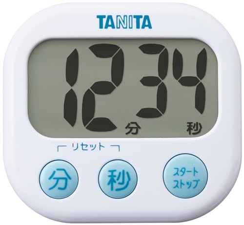 タニタ tanita キッチン 勉強 学習 タイマー 大画面 大音量 100分 マグネット スタンド付き ホワイト でか見えタイマー TD-384 WHのサムネイル