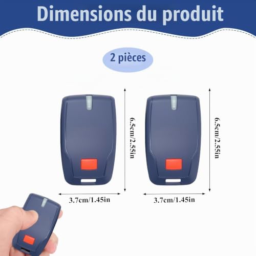 BOULESENM 2 Pièces Télécommande de porte de garage pour Mitto 2 B RCB, 433 MHz Télécommande de remplacement pour porte de garage, Compatible avec Les Portes de Garage – vue 3