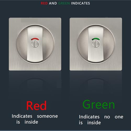 Cerradura para puerta corrediza Pocket Door Hardware cuadrada con indicadores rojo-verde para privacidad puertas correderas o plegables manijas de puerta (Negro 1) miniatura 4
