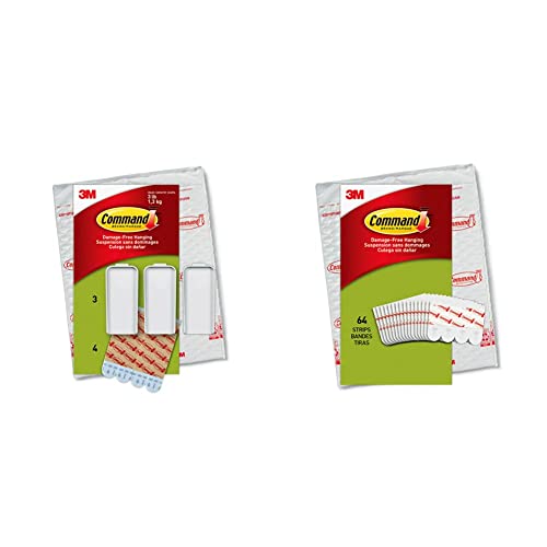 Image of Command Large Canvas Hangers, Indoor Use, 3-Hooks, 4-Strips, Decorate Damage-Free & Poster Strips, Damage Free Hanging Poster Hangers, 64 White Adhesive Strips
