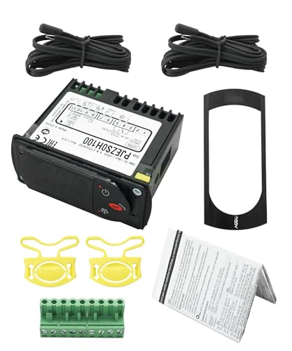 PJEZS0H100 Digital Thermostat Controller with Temperature Sensor Probe 115V Compatible with Carel and All Refrigerator Types for Carel Temperature Controller ?with Mounting Hardware