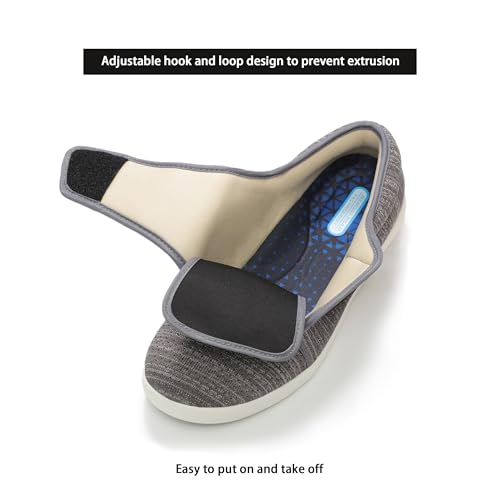 QHBPMGAD Diabetic Shoes for Women, Women's Wide Width Elderly Shoes, Adjustable Hook and Loop Closure Anti-Slip Breathable Lightweight, Swollen Feet Walking Edema Sneakers3