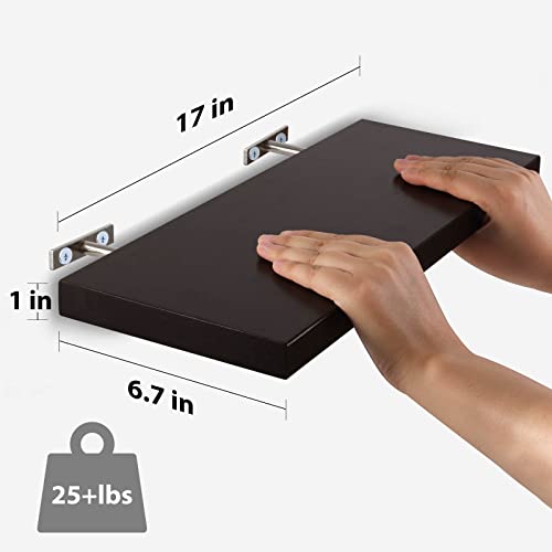 Saumonieres Floating Shelves Wall Shelf Solid Wood For Bathroom Bedroom Kitchen Wall Decor Set Of 3, Espresso Wall Shelves #TOP2