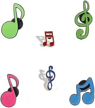 6pc Music Note Lapel Pins Musical Note Brooches G Treble Clef Beamed Eighth Notes for Jacket Backpack Bag, Music Lover Gift image 4