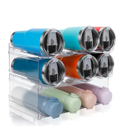 spospo Stackable Water Bottle Organizer, Large Compartment Water Bottle Holder,